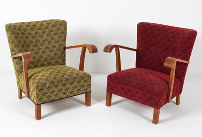 PAIR OF DANISH OAK LOUNGE CHAIRS C. 1950S