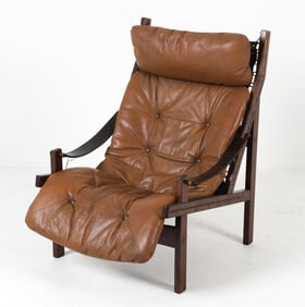 TORBJORN AFDAL 'HUNTER' LEATHER LOUNGE CHAIR
