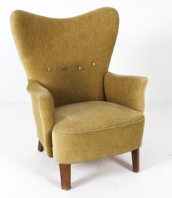 MOGENS LASSEN STYLE MOHAIR WINGBACK CHAIR C. 1960S