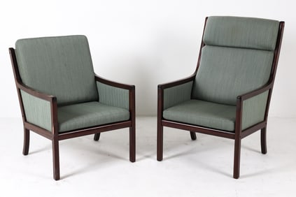 PAIR OF OLE WANSCHER MAHOGANY LOUNGE CHAIRS 1960S