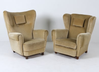 PAIR OF DANISH VELOUR LOUNGE CHAIRS C. 1950S