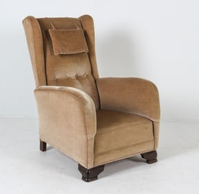 DANISH MOHAIR HIGHBACK LOUNGE CHAIR C. 1950S