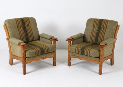PAIR OF KJAERNULF STYLE DANISH OAK LOUNGE CHAIRS