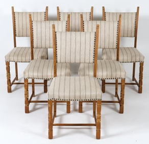 (6) HENNING KJAERNULF STYLE OAK DINING CHAIRS
