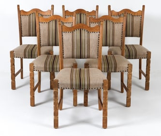 (6) HENNING KJAERNULF STYLE OAK DINING CHAIRS