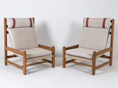 NIELS EILERSEN PINE SAFARI LOUNGE CHAIRS