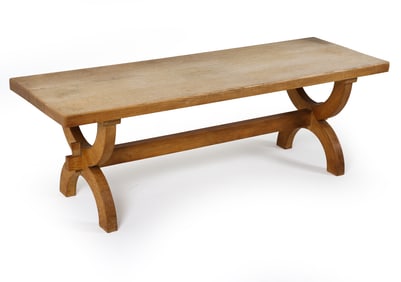 SWEDISH OAK SAWBUCK COFFEE TABLE C. 1960S