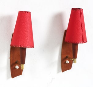 PAIR OF DANISH TEAK WALL SCONCES C. 1960S