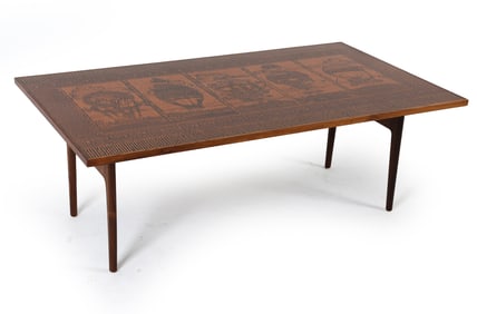 DANISH ROSEWOOD & COPPER COFFEE TABLE C. 1960S
