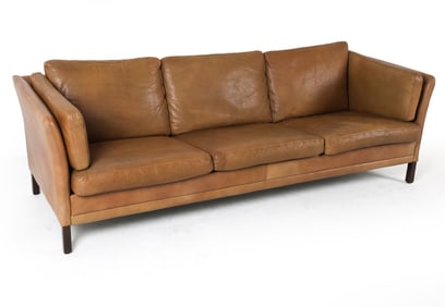 ATTR. MOGENS HANSEN DANISH LEATHER SOFA C. 1960S