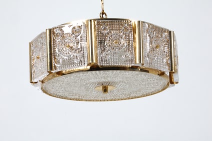 CARL FAGERLUND BRASS & GLASS PENDANT LIGHT