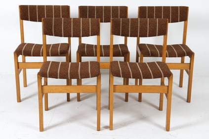 (5) ERIK BUCH STYLE OAK & WOOL DINING CHAIRS