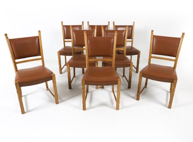 (8) HENNING KJAERNULF STYLE OAK DINING CHAIRS 60S