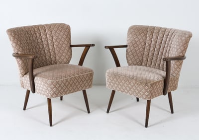 PAIR OF DANISH VELOUR & BEECH COCKTAIL CHAIRS