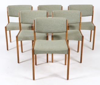 (6) BRAMIN DANISH OAK & WOOL DINING CHAIRS 1960S