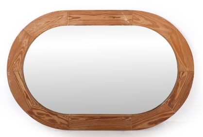 SWEDISH PINE OVAL WALL MIRROR C. 1960S