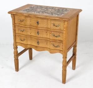 OX ART DANISH TILE & OAK SIDE CHEST C. 1970S