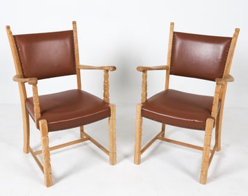 PAIR OF HENNING KJAERNULF STYLE OAK ARMCHAIRS