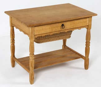 ATTR. HENNING KJAERNULF OAK SEWING TABLE C. 1960S