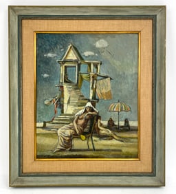 REGINA STAHL BRISKEY O/B 1958 SURREALIST PAINTING
