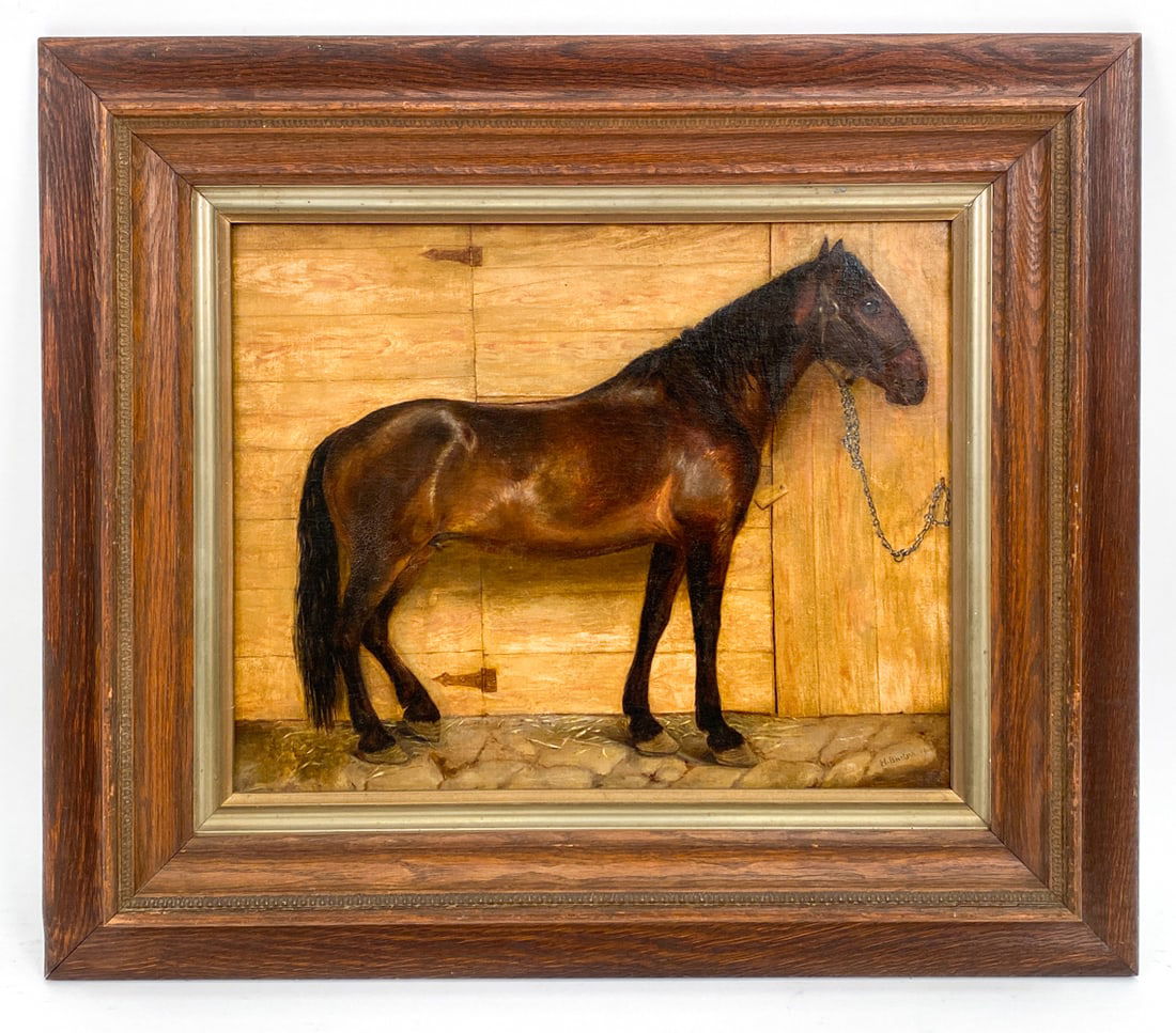 H. BARTSCH PORTRAIT OF HORSE IN A STABLE O/C (1 of 6)