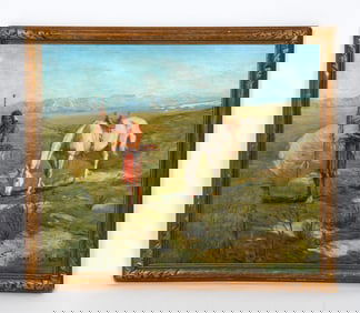 FREDERIC BURNETT NATIVE AMERICAN O/B PAINTING