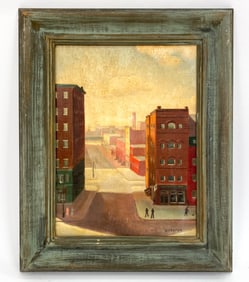1941 NYC STREET SCENE O/C PAINTING