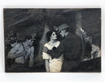COAL MINER ILLUSTRATION O/C PAINTING