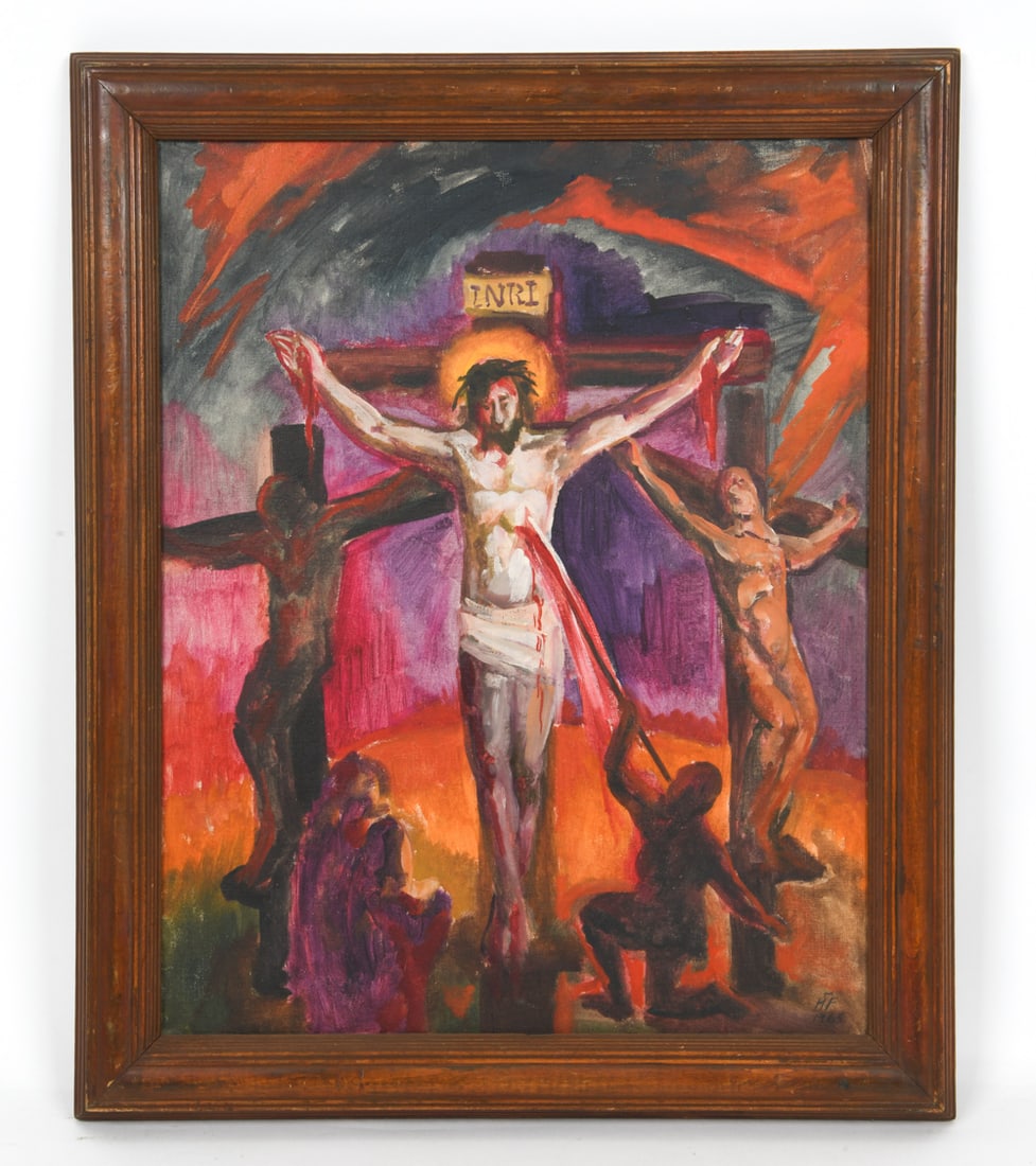 HELEN FARR (1911-2005) CRUCIFIXION O/B (1 of 5)