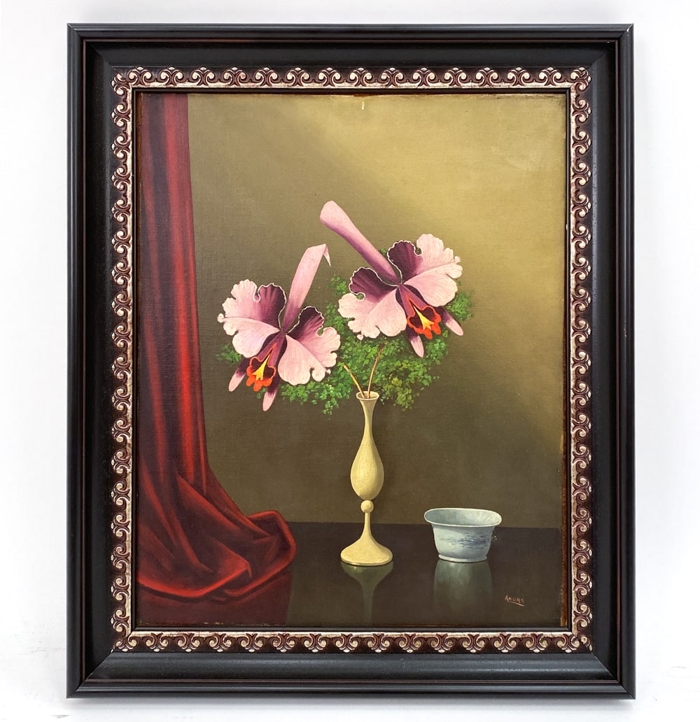 FLORAL STILL LIFE PAINTING O/B (1 of 5)