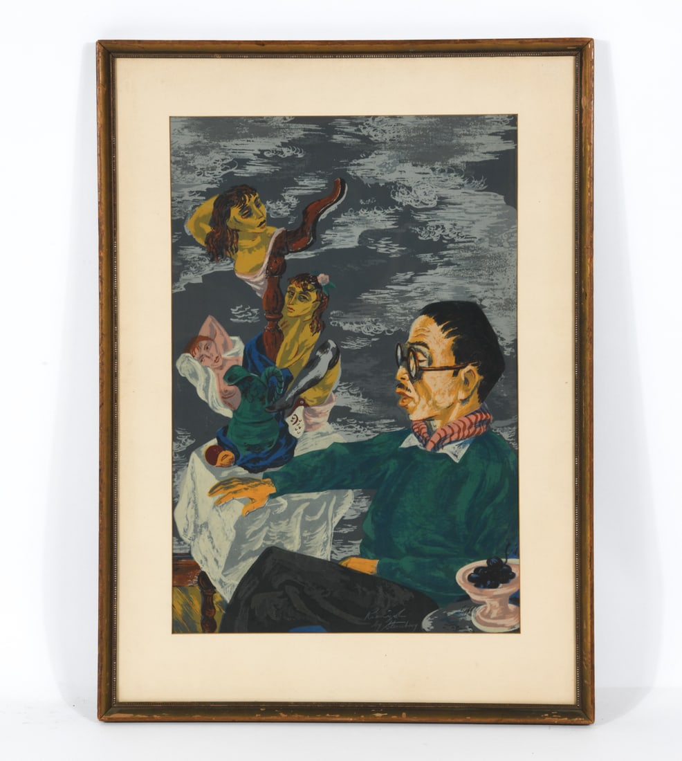 HARRY STERNBERG (1904-2001) SERIGRAPH: Signed and titled lower right. Colored screen Print/serigraph.Dimensions: (Frame) H 31.25" x W 22.5" (Sight) H 23.75" x W 16"Condition: Wear consistent with age. Toning to mat. Scratches, nicks and di