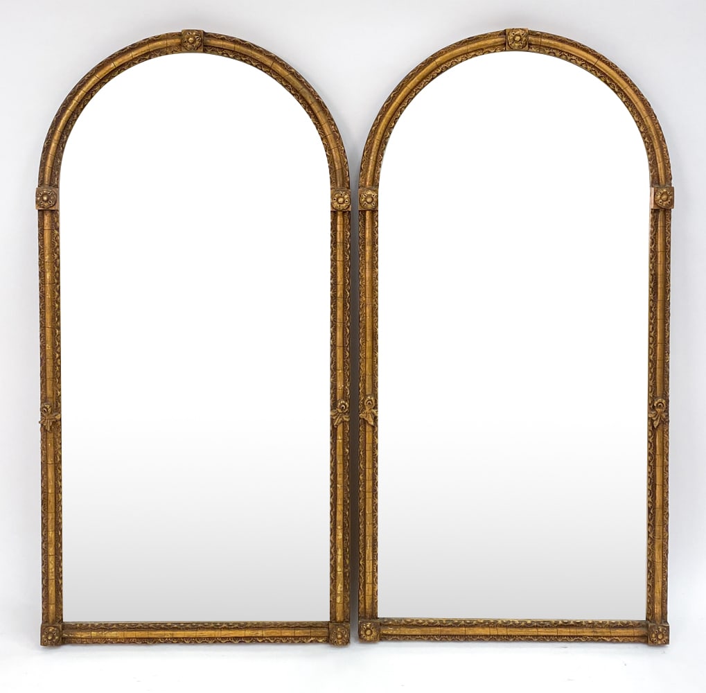 PAIR OF ORANTE ARCHED GOLD FRAME MIRRORS (1 of 9)
