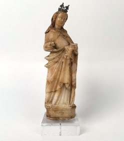 TRAPANI ALABASTER VIRGIN & CHILD SCULPTURE