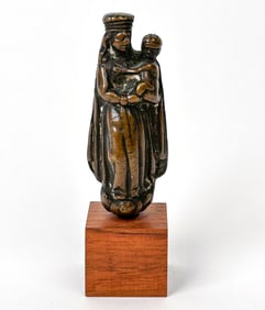 FLEMISH 16TH/17TH C. MADONNA & CHILD BRONZE FIGURE