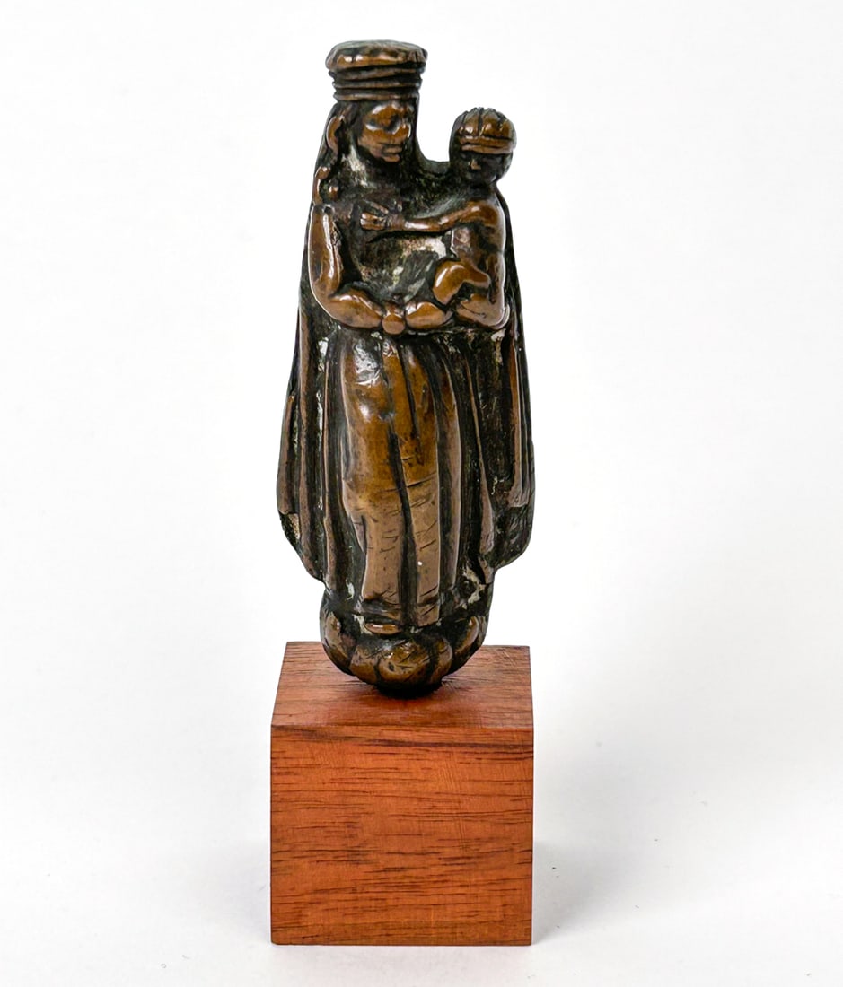FLEMISH 16TH/17TH C. MADONNA & CHILD BRONZE FIGURE (1 of 8)