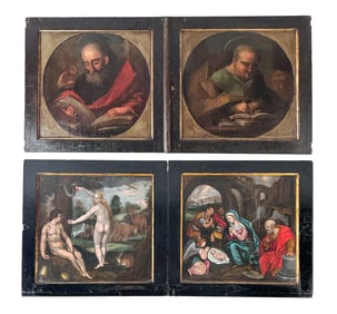 PAIR OF 17TH C. FLEMISH DOUBLE SIDED CABINET DOORS