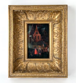 LATE 16TH C. FLEMISH TOWN VIEW OIL ON PANEL