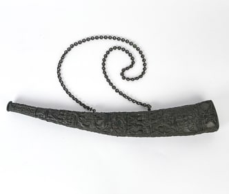 FINELY CAST 19TH C. MEDIEVAL REVIVAL BRONZE HORN