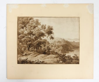 CIRCA 1800 WASH DRAWING ITALIAN VISTA