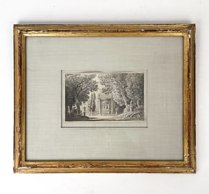18TH C. ITALIAN WASH DRAWING GARDEN VIEW