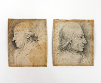 PAIR OF 18TH C. FRENCH PORTRAITS IN PENCIL