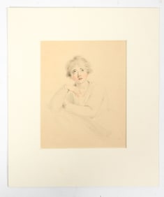 18TH/19TH C. BRITISH DRAWING OF YOUNG WOMAN