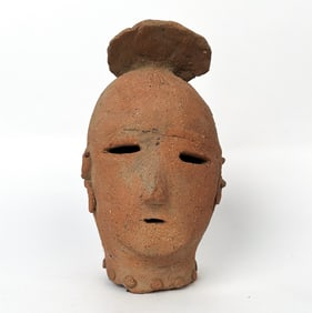 JAPANESE HANIWA-STYLE TERRACOTTA WOMAN'S HEAD