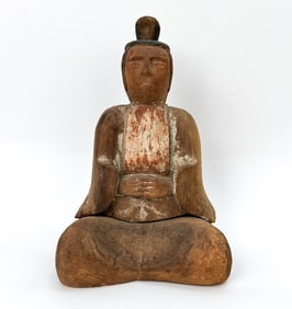 JAPANESE EDO PERIOD SHINTO PRIEST SCULPTURE