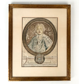 18TH C. SILKWORK PORTRAIT OF A CARDINAL