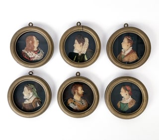 GROUPING OF 19TH C. WAX ON SLATEMEDICI PORTRAITS