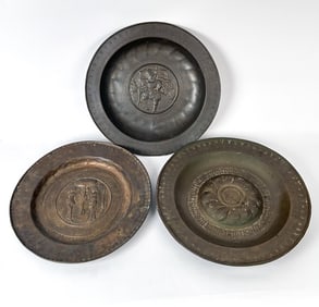 (3) 16TH/17TH C. NUREMBERG ALMS DISHES