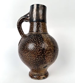 ELIZABETHAN TIGERWARE PITCHER W/SILVER MOUNT