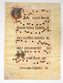 15TH C. ILLUMINATED MINIATURE OF SCRIBE