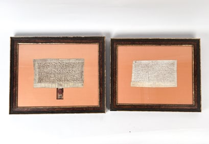 (2) MEDIEVEL MANUSCRIPT DOCUMENTS FRAMED
